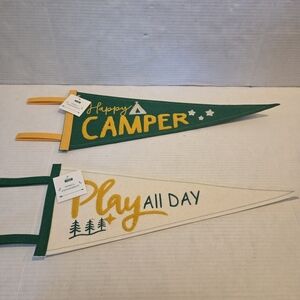 2 Retro Pennant Wall Art camp Camping Camper Travel Play Adventure Decor College